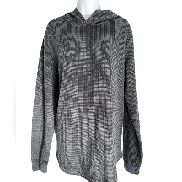 KUWALLATEE/ Grey waffle knit hoodie/ Size US L - Picture 2 of 12